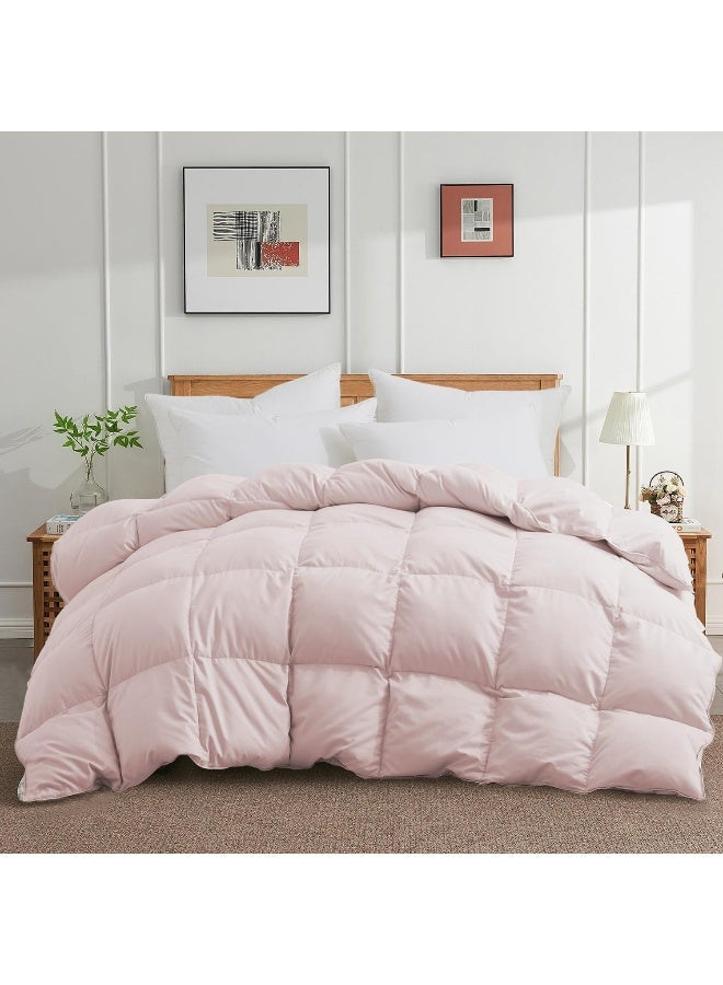 Joysoul Down Comforter Queen Size-All Season Comforter-Ultra Soft White Goose Down Fill and Feather Fiber-Cover Luxury Hotel Bed Comforter with Corner Tabs.(88"X88" Pink) - Image 1